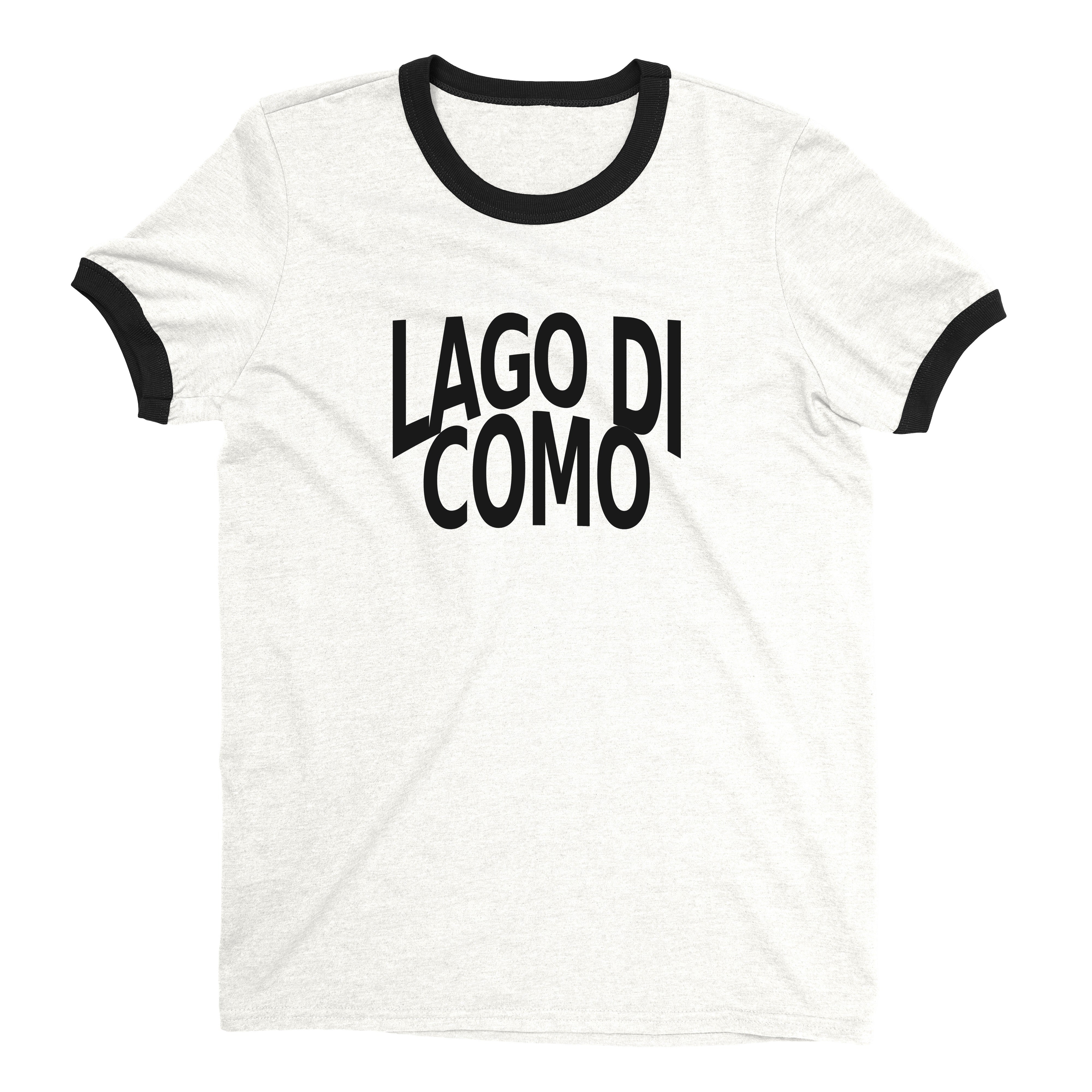 Lago di Como Ringer Tee Retro Style Men's T-Shirt - NYC Factory - White