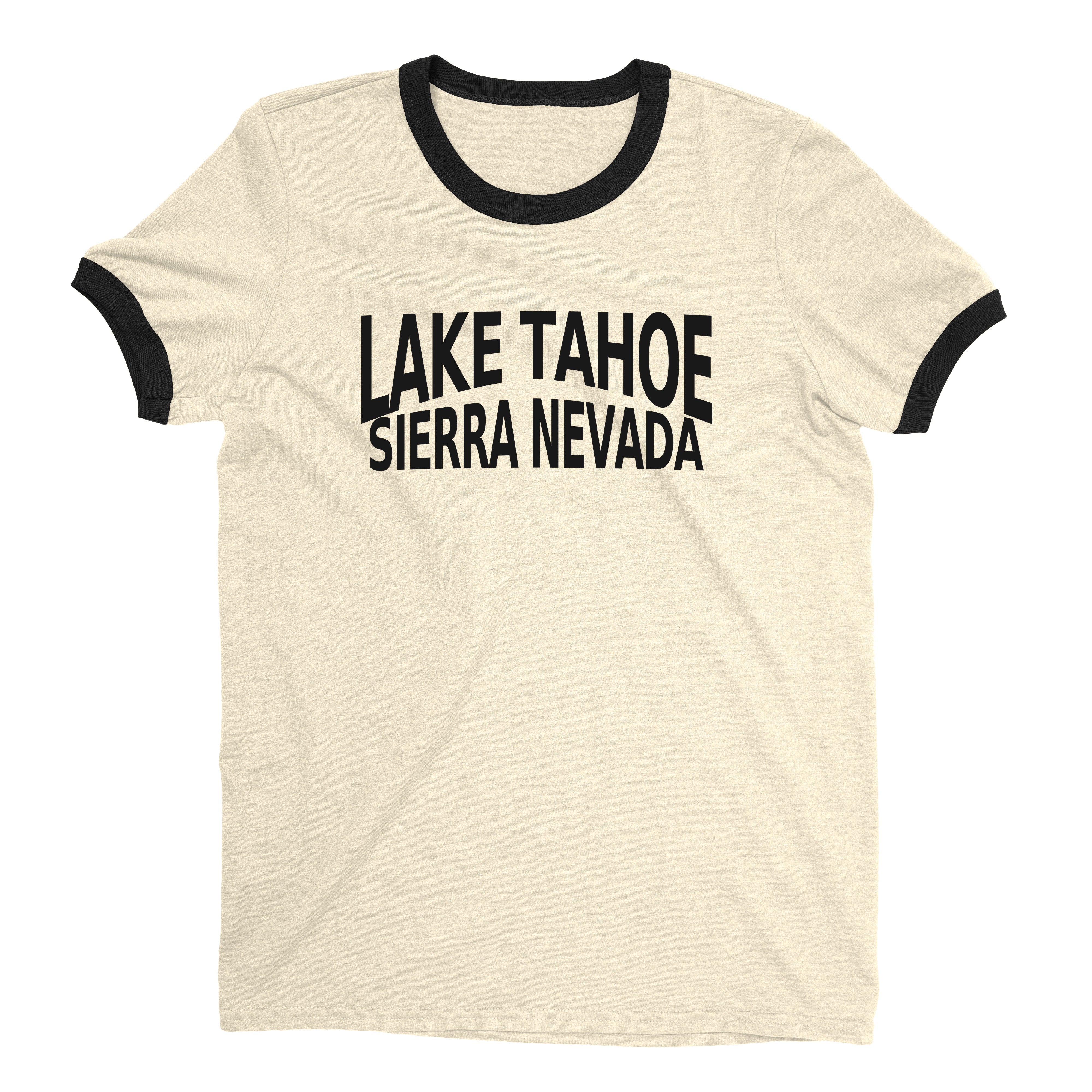 Lake Tahoe Ringer Tee Retro Style Men's T-Shirt - NYC Factory - Natural