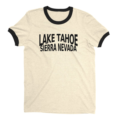 Lake Tahoe Ringer Tee Retro Style Men's T-Shirt - NYC Factory - Natural