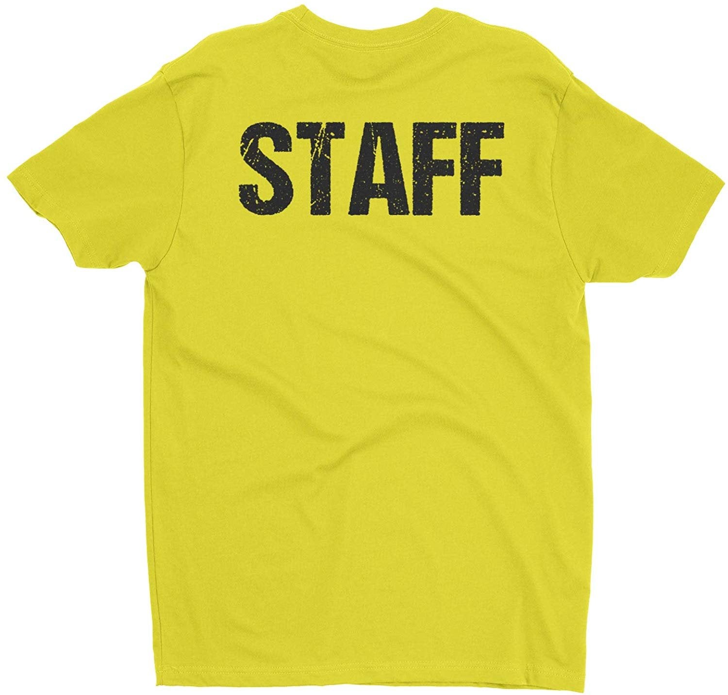 Staff Men's Short Sleeve T-Shirt (Distressed Design, Bright Yellow)