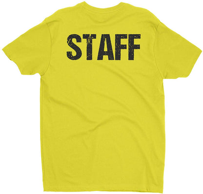 Staff Men's Short Sleeve T-Shirt (Distressed Design, Bright Yellow)