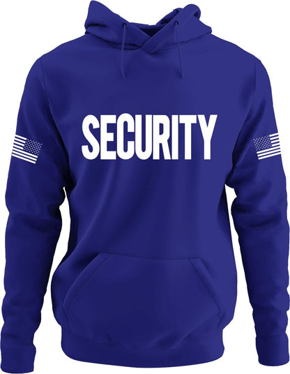 NYC FACTORY Security Hoodie with US Flag Sleeve Prints, Black