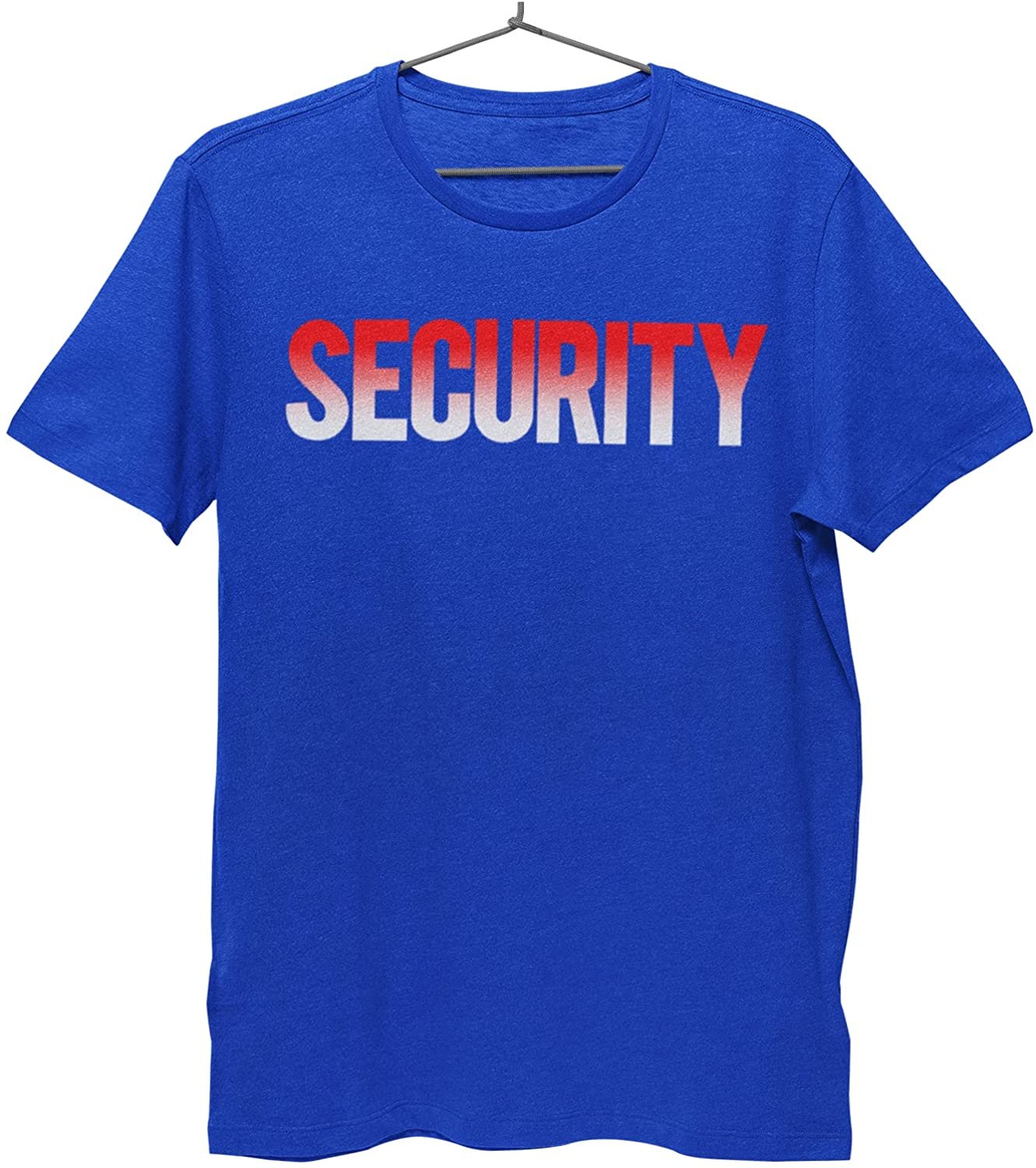 Security T-Shirt Front Back Print Men's Tee (USA Design, Blue /  Red & White)