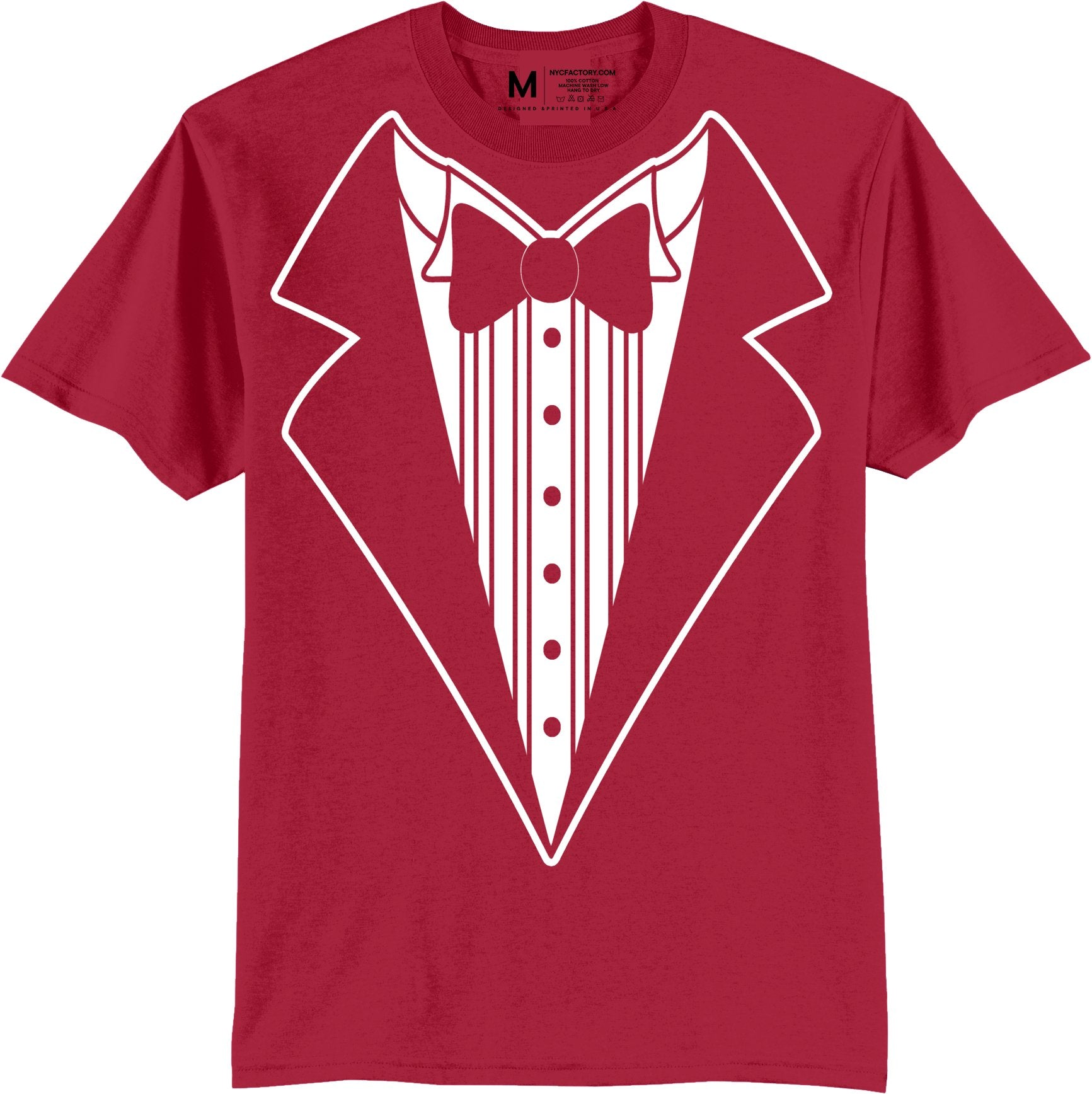 Men's Funny Tuxedo T-Shirt (Red, Bowtie Design)