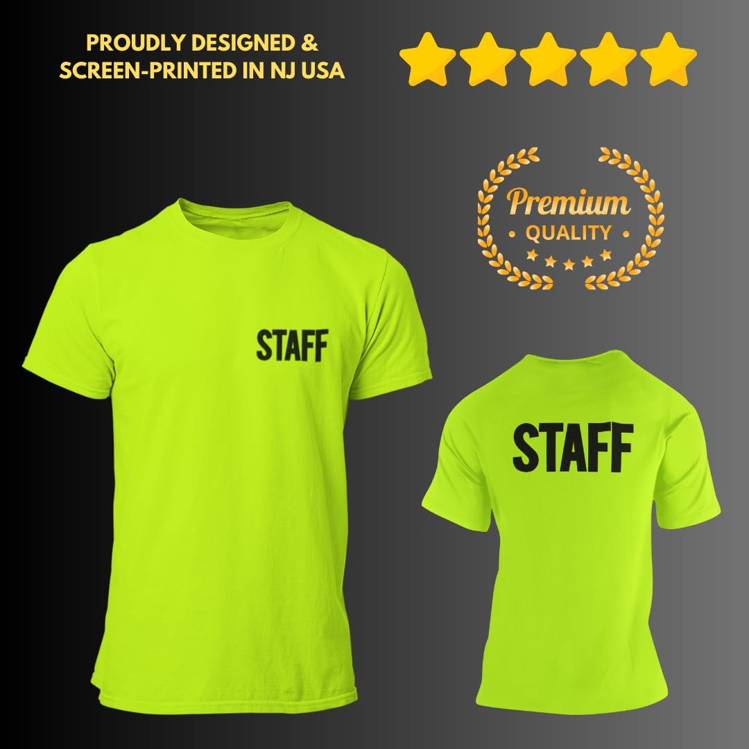 Men's Staff T-Shirt Screen Print Tee (Neon, Chest & Back)