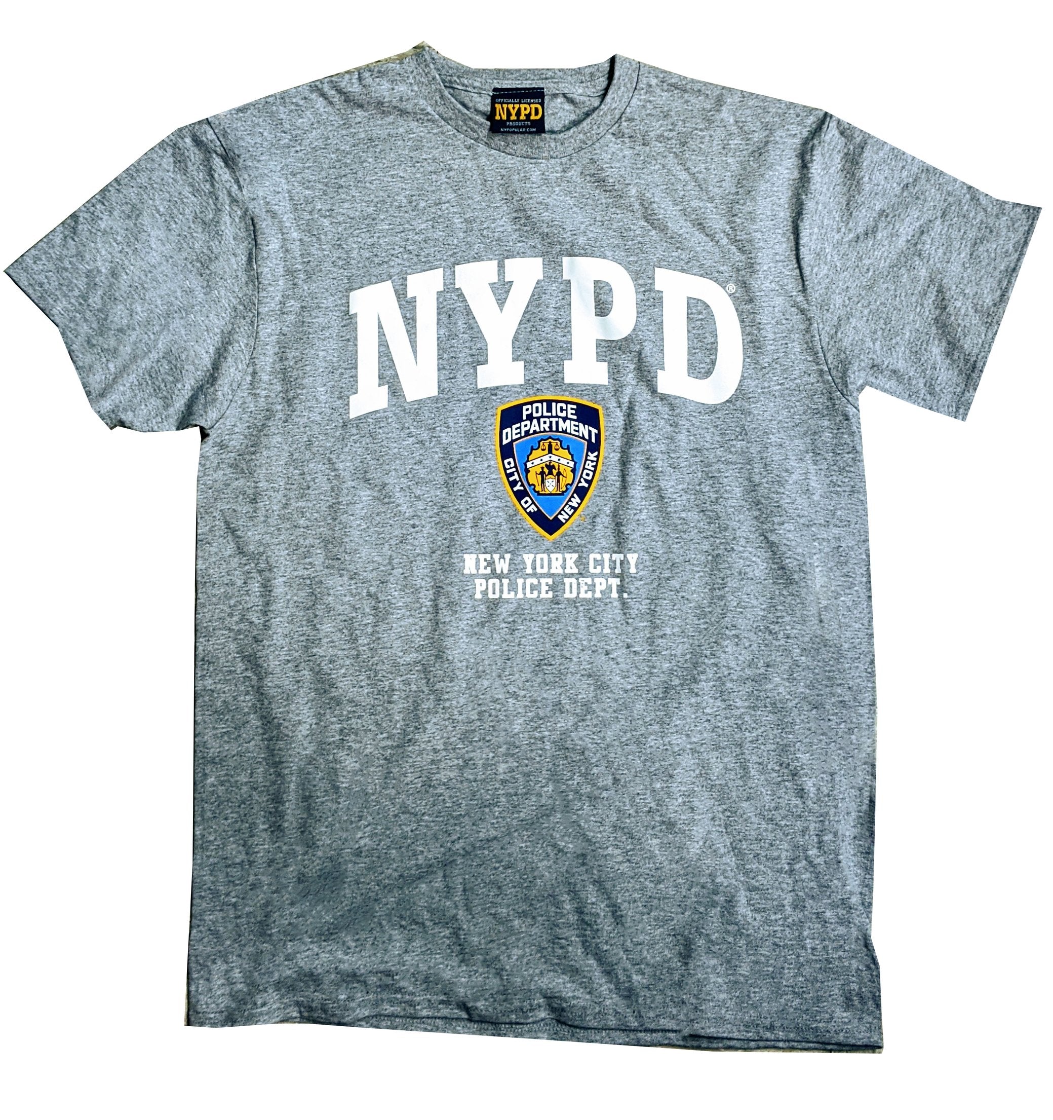 T-shirt officiel NYPD Tee-shirt gris chiné pour homme Police de la ville de New York