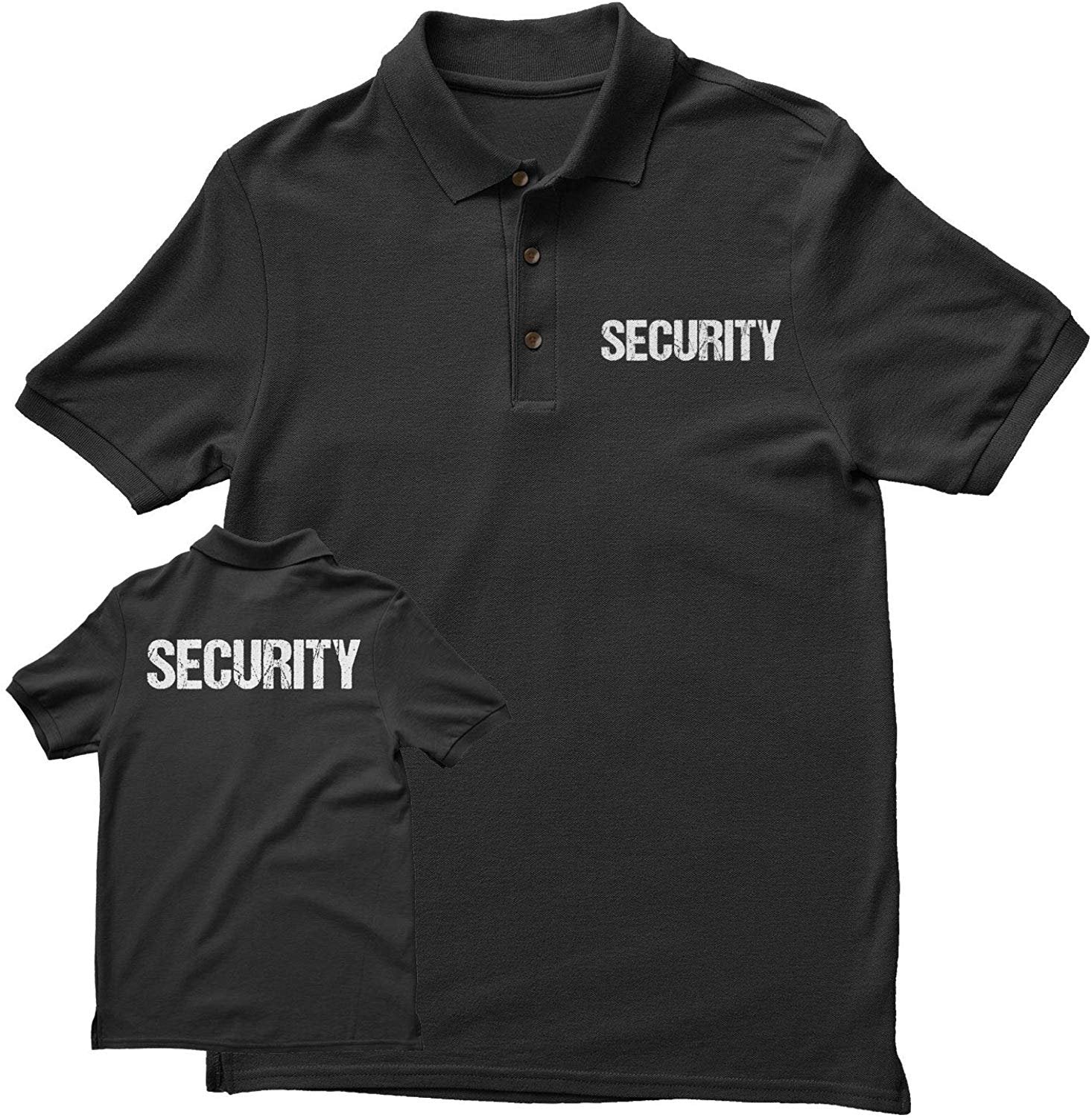 Sicherheits-Poloshirt Front- und Rückendruck (Distressed, Schwarz &amp; Weiß)