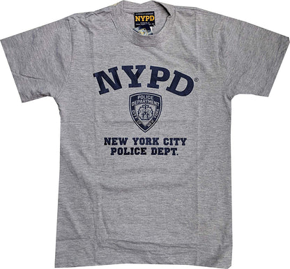 NYPD Kids Short Sleeve Screen Print T-Shirt Gray Boys Police Tee Official - NYC Factory