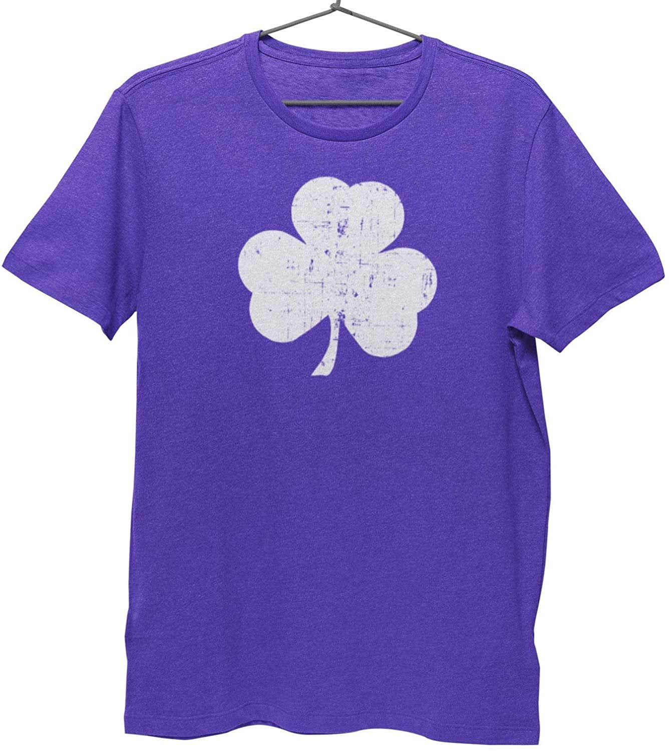 T-shirt pour enfants Shamrock (grand motif vieilli, violet et blanc)