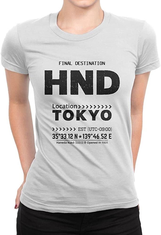 Tokyo Ladies Tee Retro Hnd T-Shirt Japan Womens Shirt Black Airport