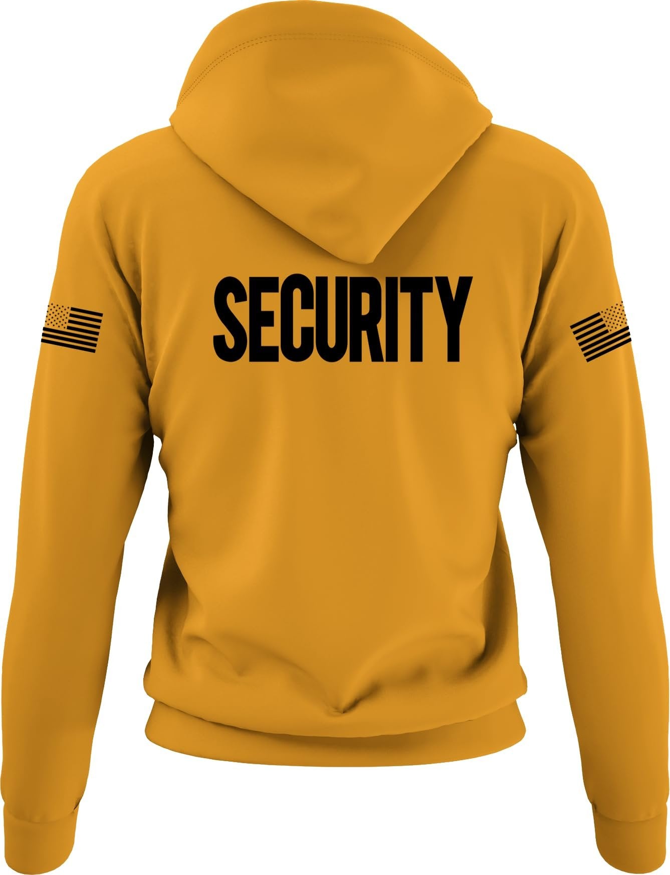 NYC FACTORY Security Hoodie with US Flag Sleeve Prints, Black