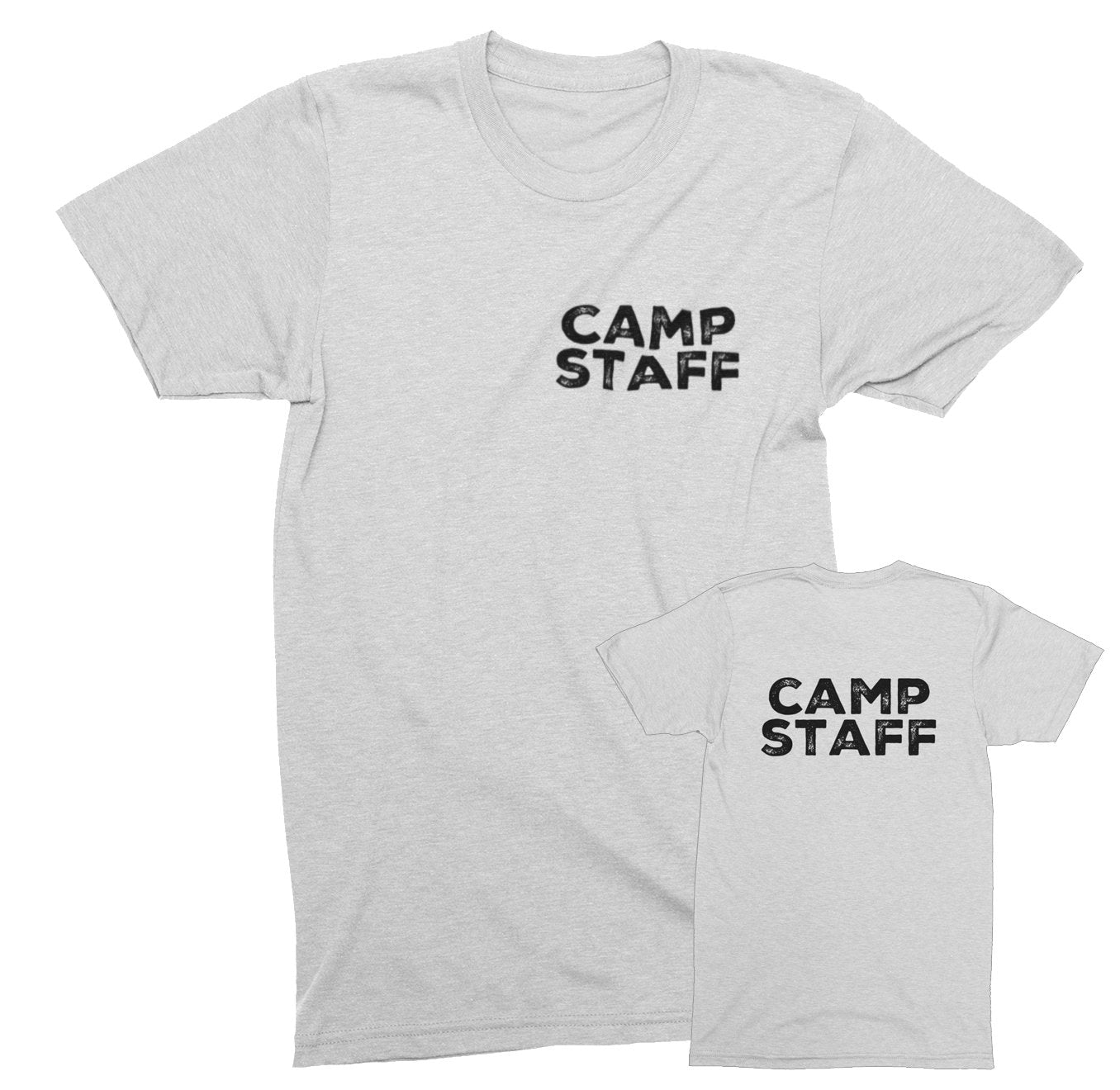 CAMP Staff T-Shirt Summer Counselor Rustic Design Cotton Tee (Chest & Back Print)