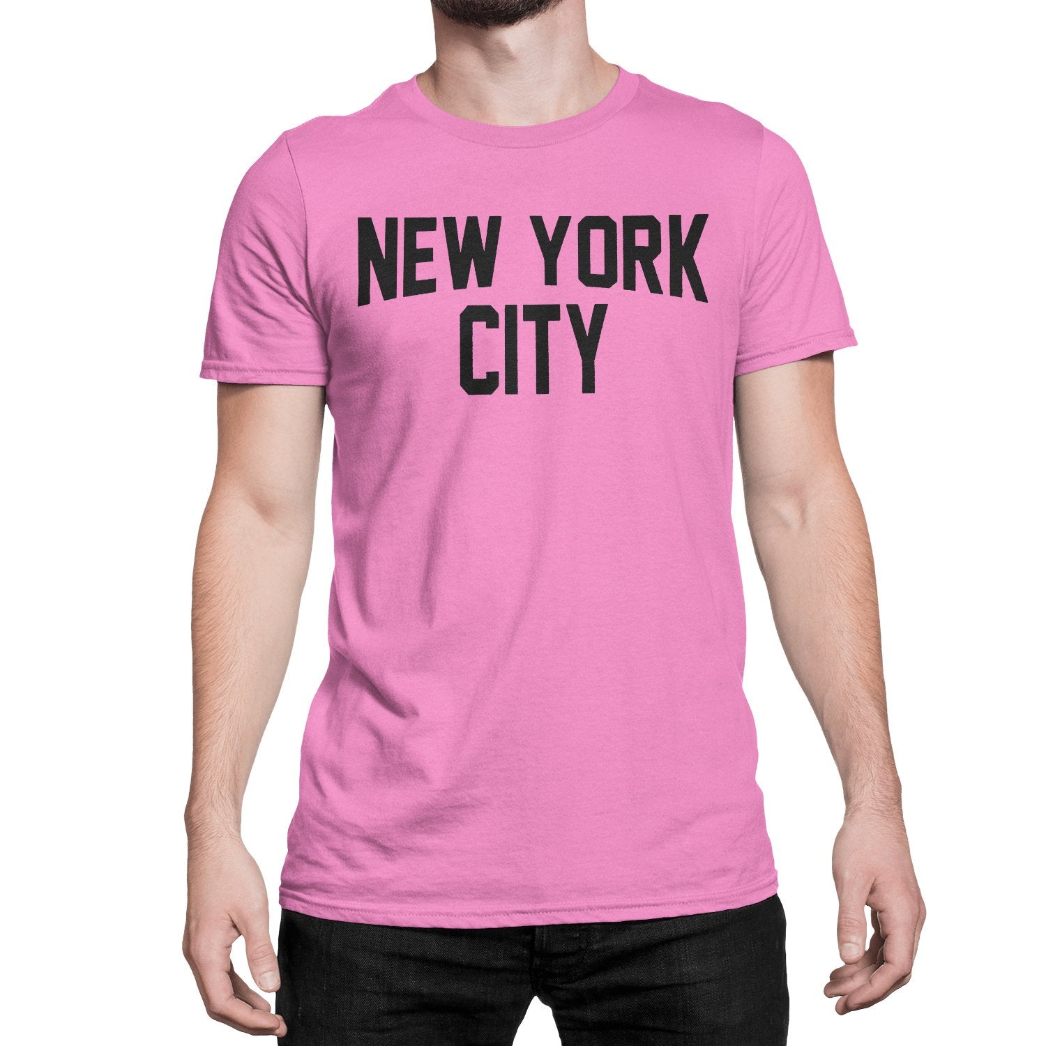 New York City T-shirt unisexe sérigraphié rose Lennon Tee