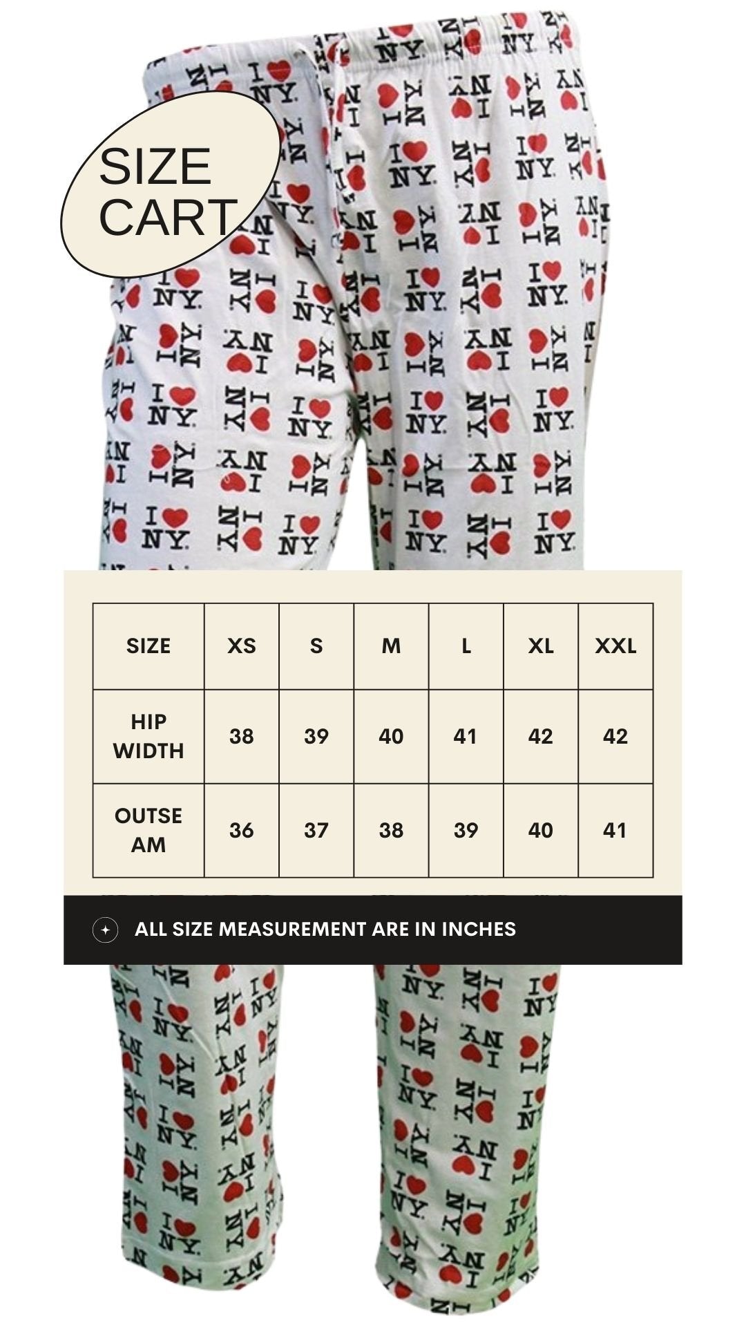 I Love NY Lounge Pants Pajama (Black, Adult Unisex Sizing)