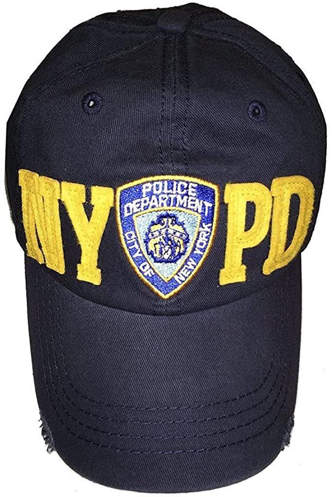 Men's NYPD Baseball Hats / All Styles / Officially Licensed Caps (Navy / Yellow Accents)