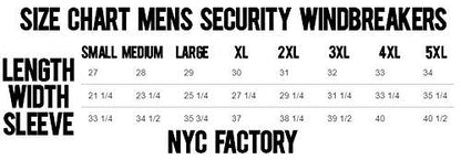 Men's Security Jacket Event Staff Windbreaker Front Back Silk Screen Print