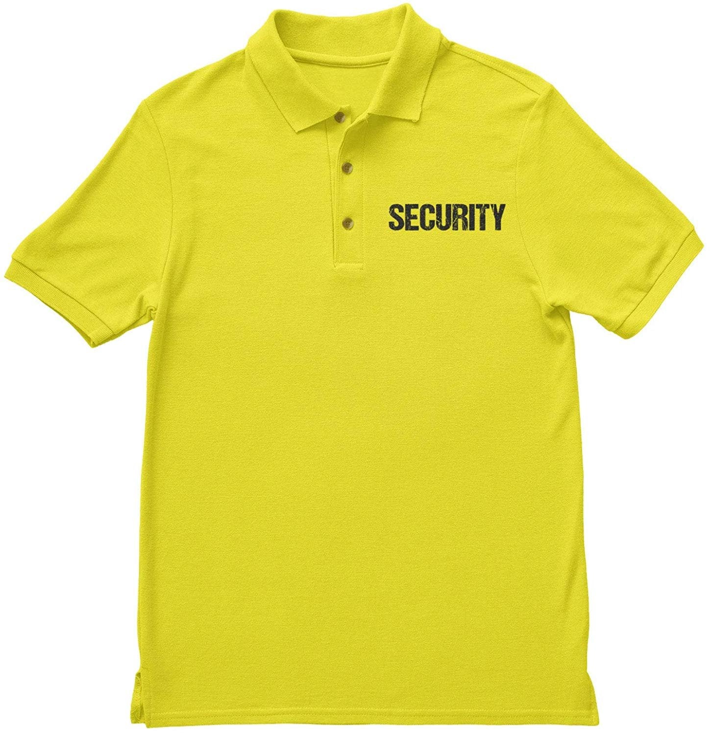 Security Polo Shirt Front & Back Print (Distressed, Safety Green & Black)