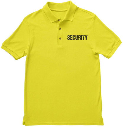 Security Polo Shirt Front & Back Print (Distressed, Safety Green & Black)