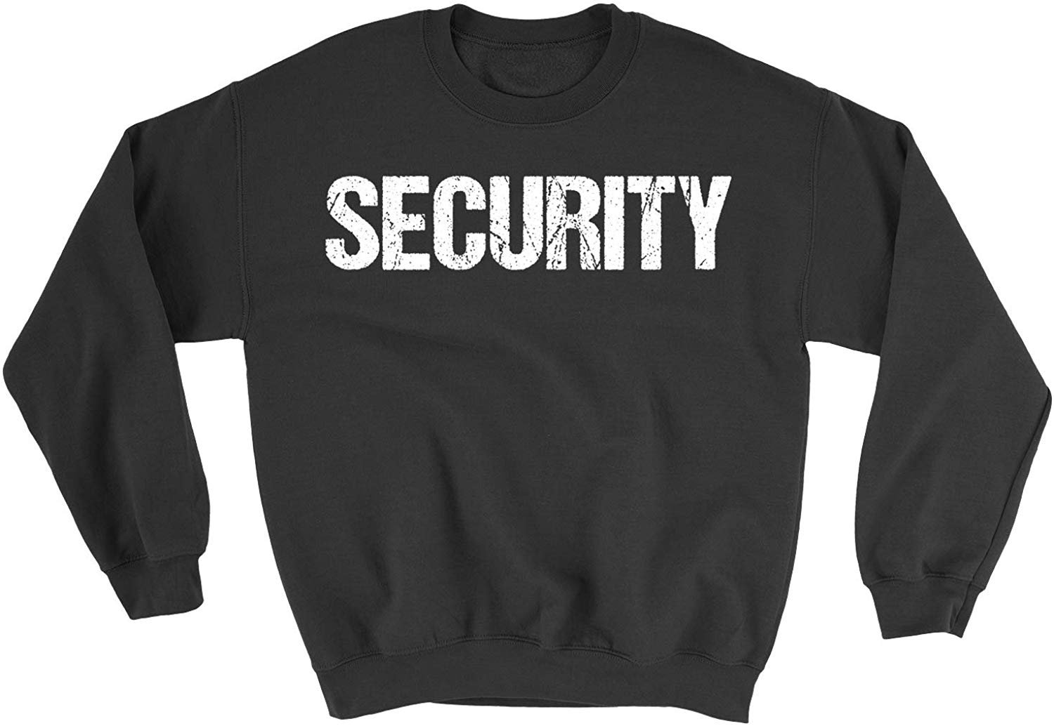 Security Rundhals-Sweatshirt für Herren (Distressed Design, Schwarz/Weiß)