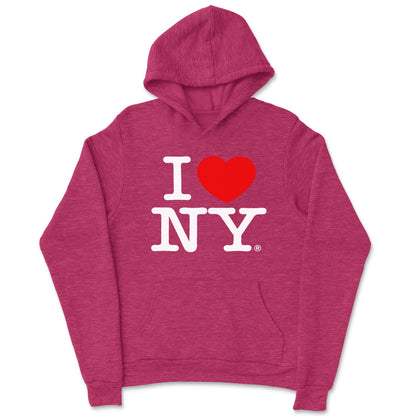 I Love NY Sweat à Capuche Enfant Rouge Bordeaux Chiné