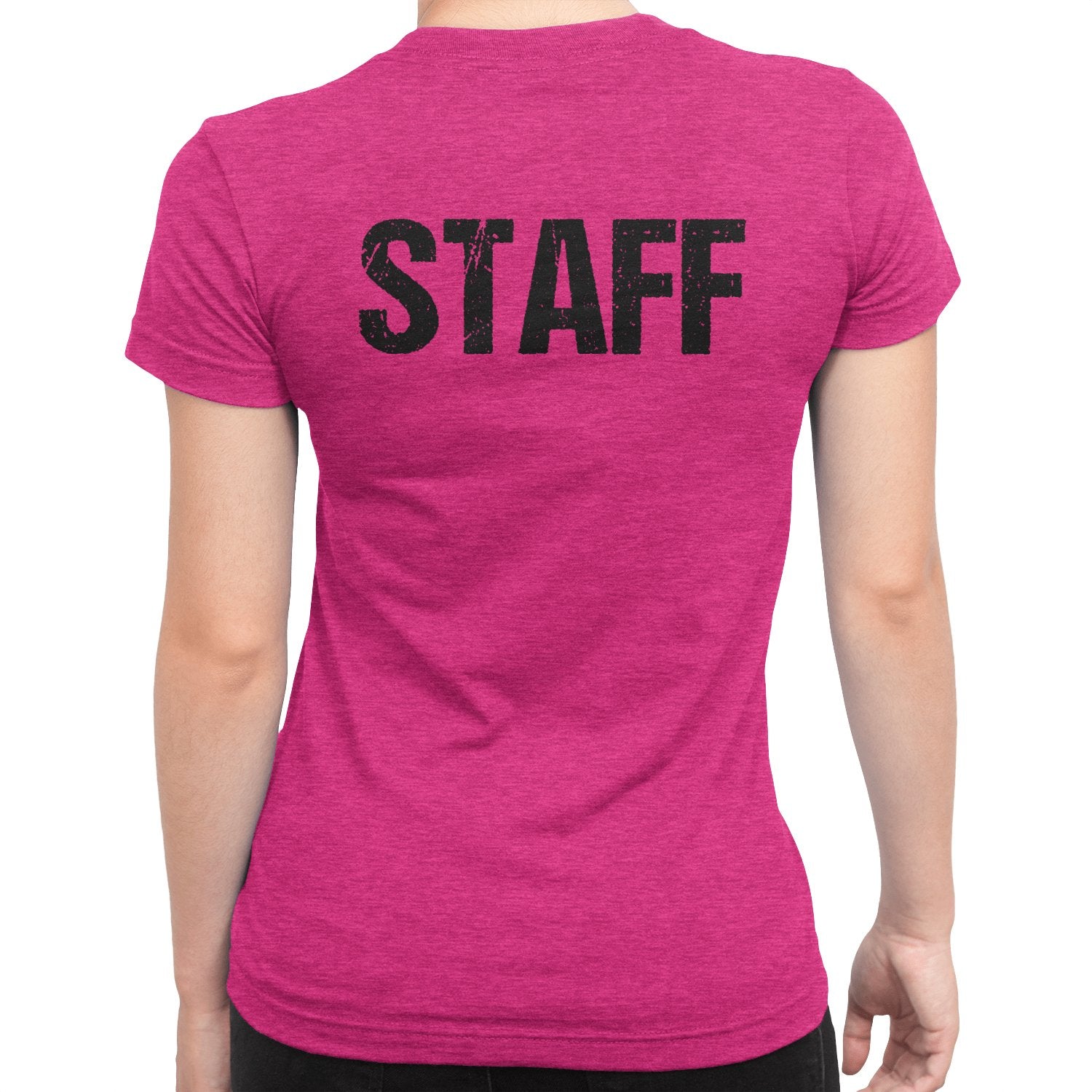 Staff Damen Kurzarm T-Shirt (Distressed Design, Heather Pink)