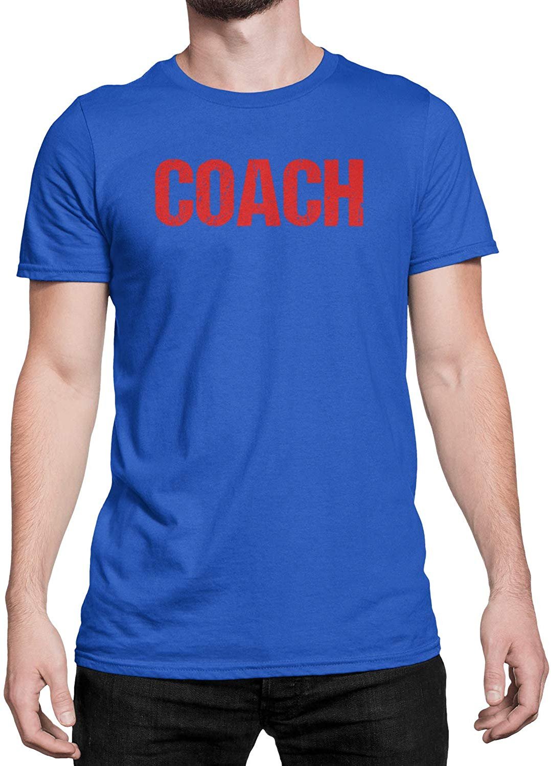 Coach T-Shirt Sports Coaching Tee Shirt (Royal &amp; Red, Distressed)