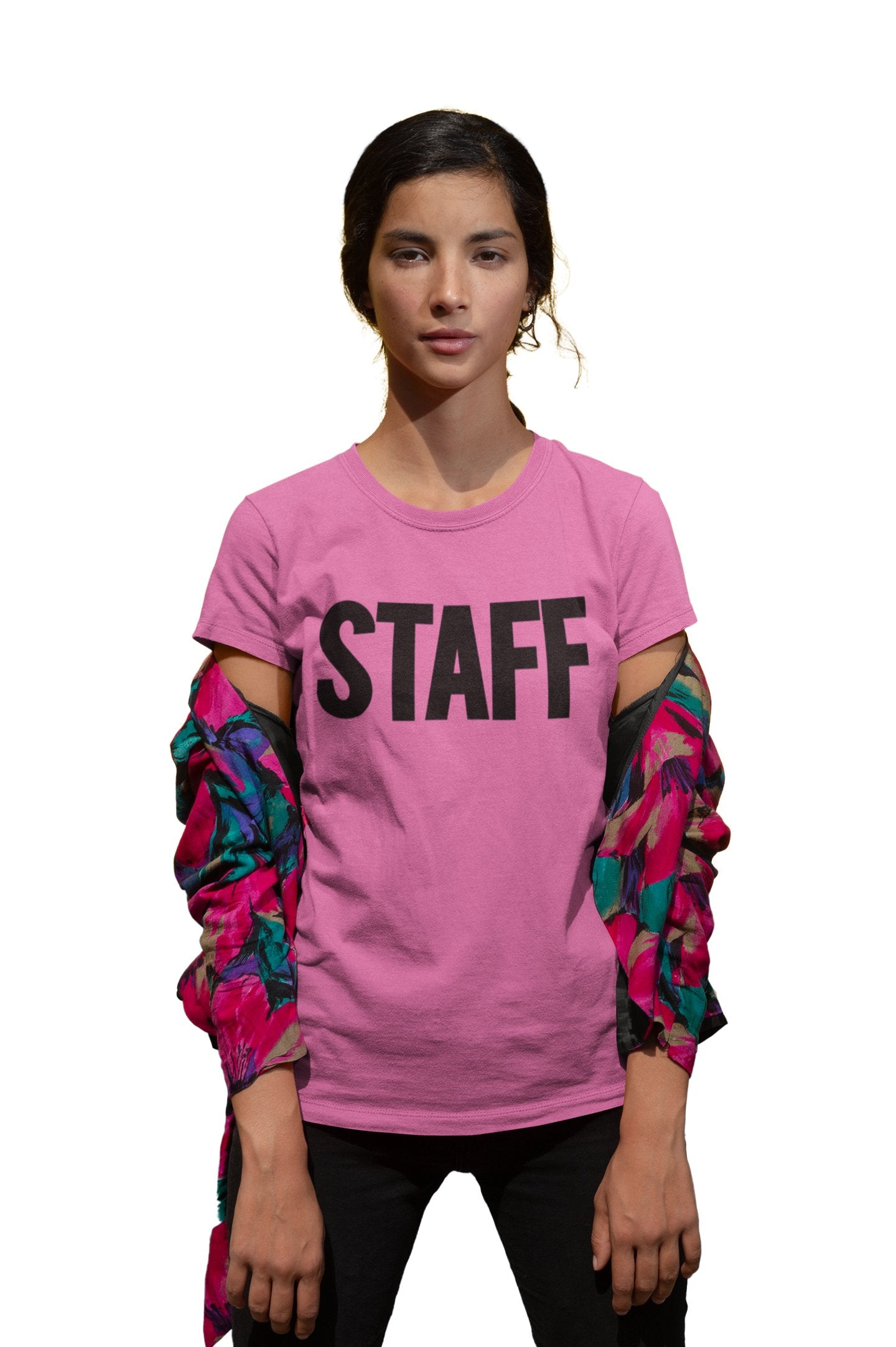 Staff Damen Kurzarm T-Shirt (Solid Design, Pink)