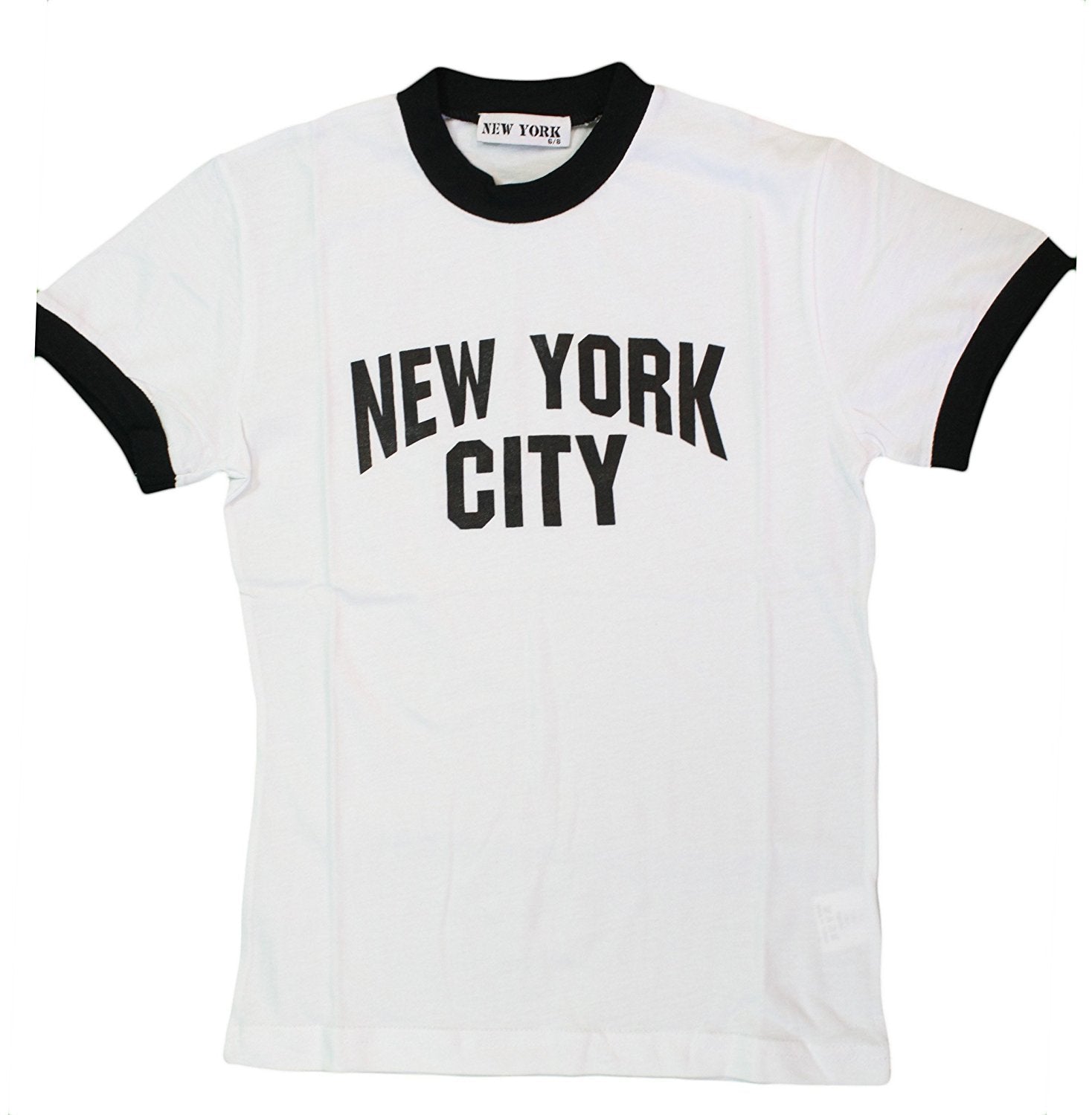 New York City Ringer T-Shirt für Kinder (Junior, Weiß/Schwarz)