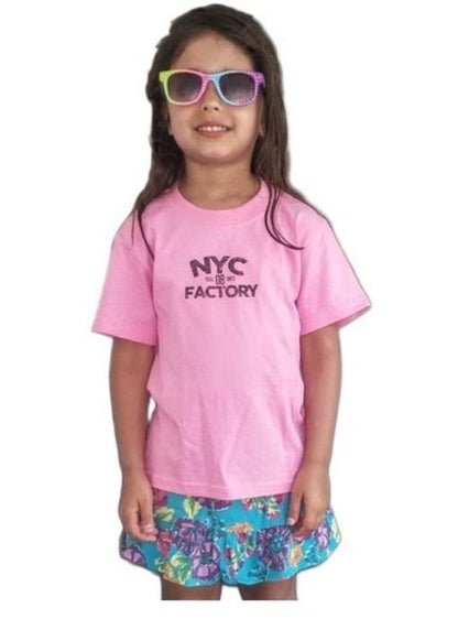 NYC Factory Mädchen Rosa T-Shirt aus weicher Baumwolle