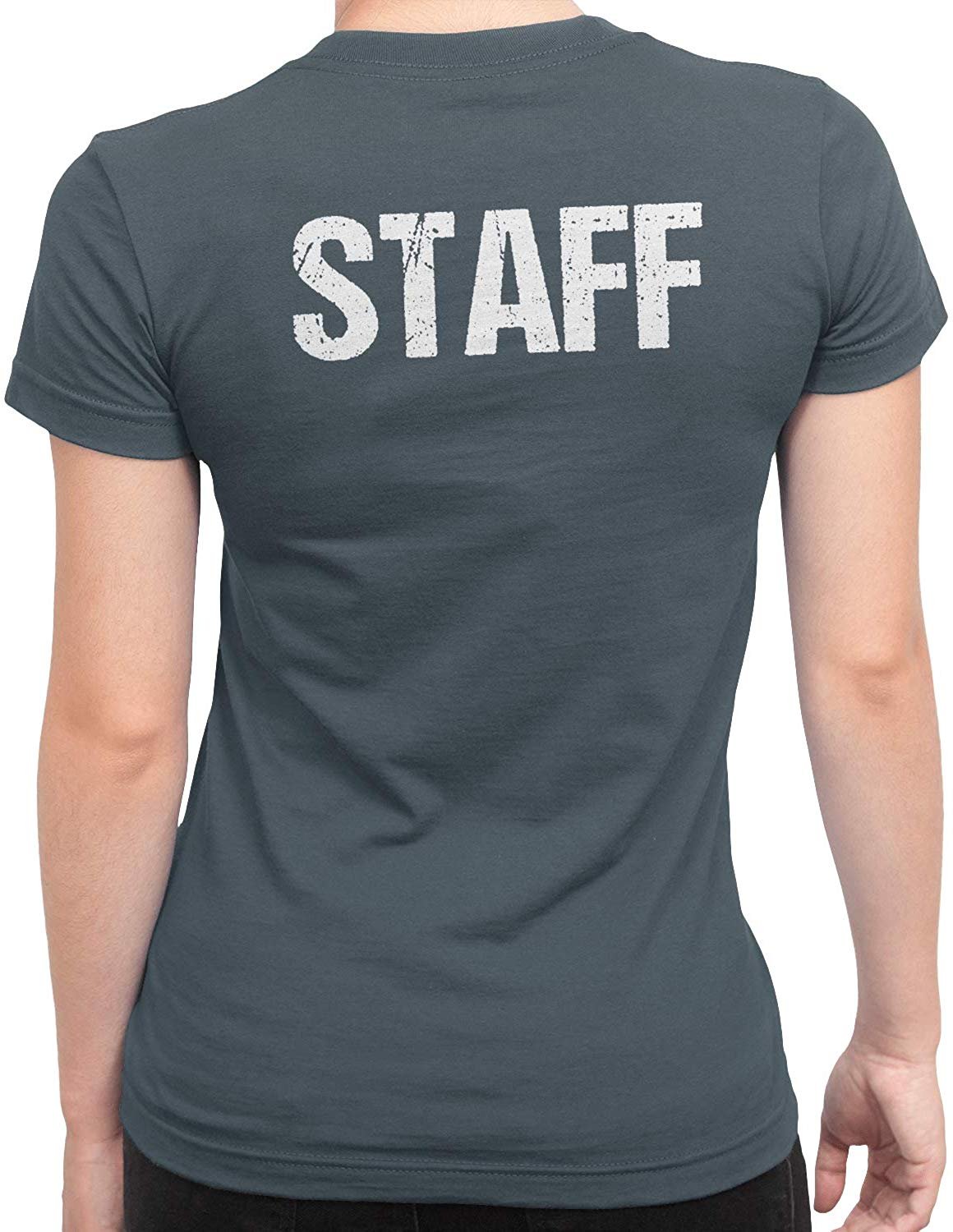 Staff Damen Kurzarm T-Shirt (Distressed Design, Anthrazit/Weiß)