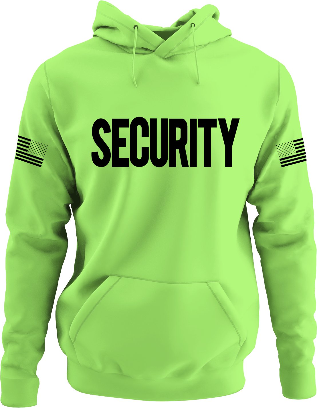 NYC FACTORY Security Hoodie with US Flag Sleeve Prints, Black