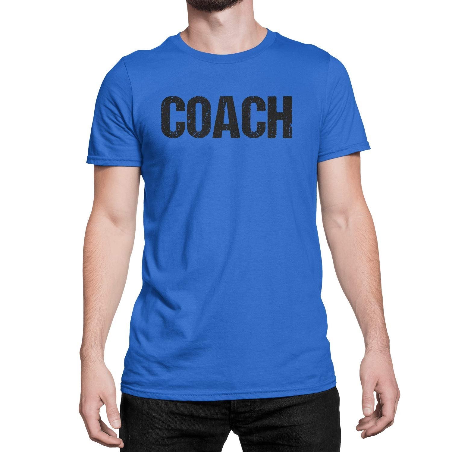 Coach T-Shirt Sport Coaching T-Shirt (Royal &amp; Black, Distressed)