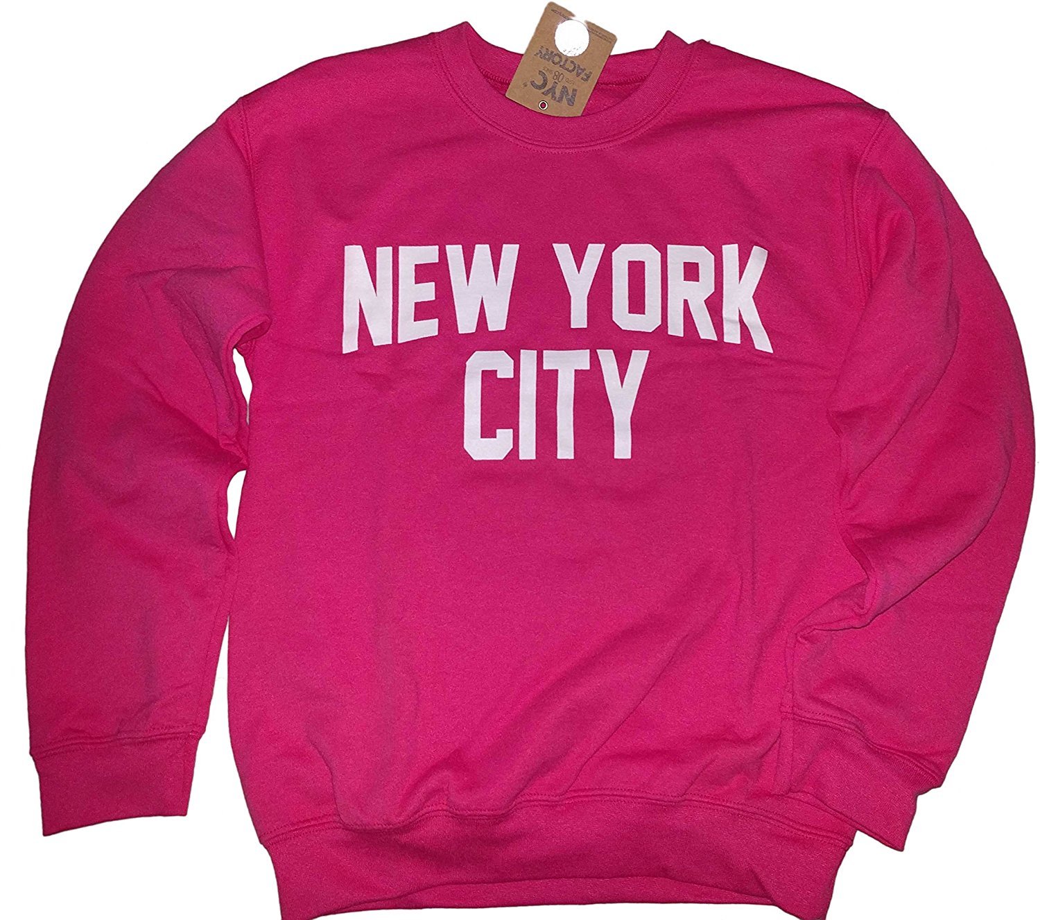 New York City Sweatshirt Sérigraphié Hot Pink Adulte NYC Lennon Shirt