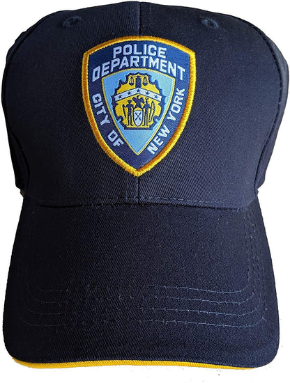 Men's NYPD Baseball Hats / All Styles / Officially Licensed Caps (Black & White, Distressed)