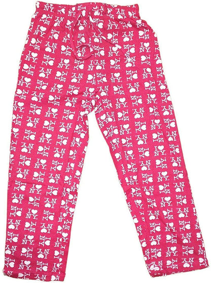 I Love NY Lounge Pants Pajama Bottoms (Hot Pink, Adult Unisex)