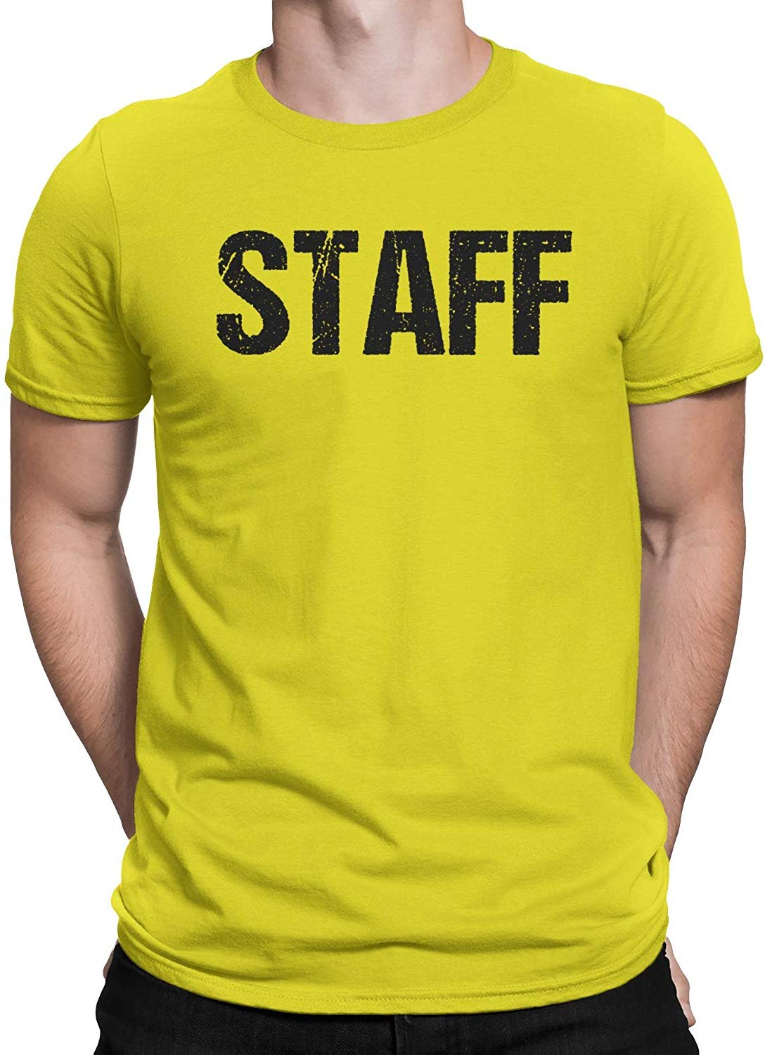 Staff Kurzarm-T-Shirt für Herren (Distressed Design, Hellgelb)