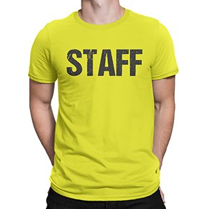 T-shirt à manches courtes pour hommes du personnel (motif vieilli, jaune vif)