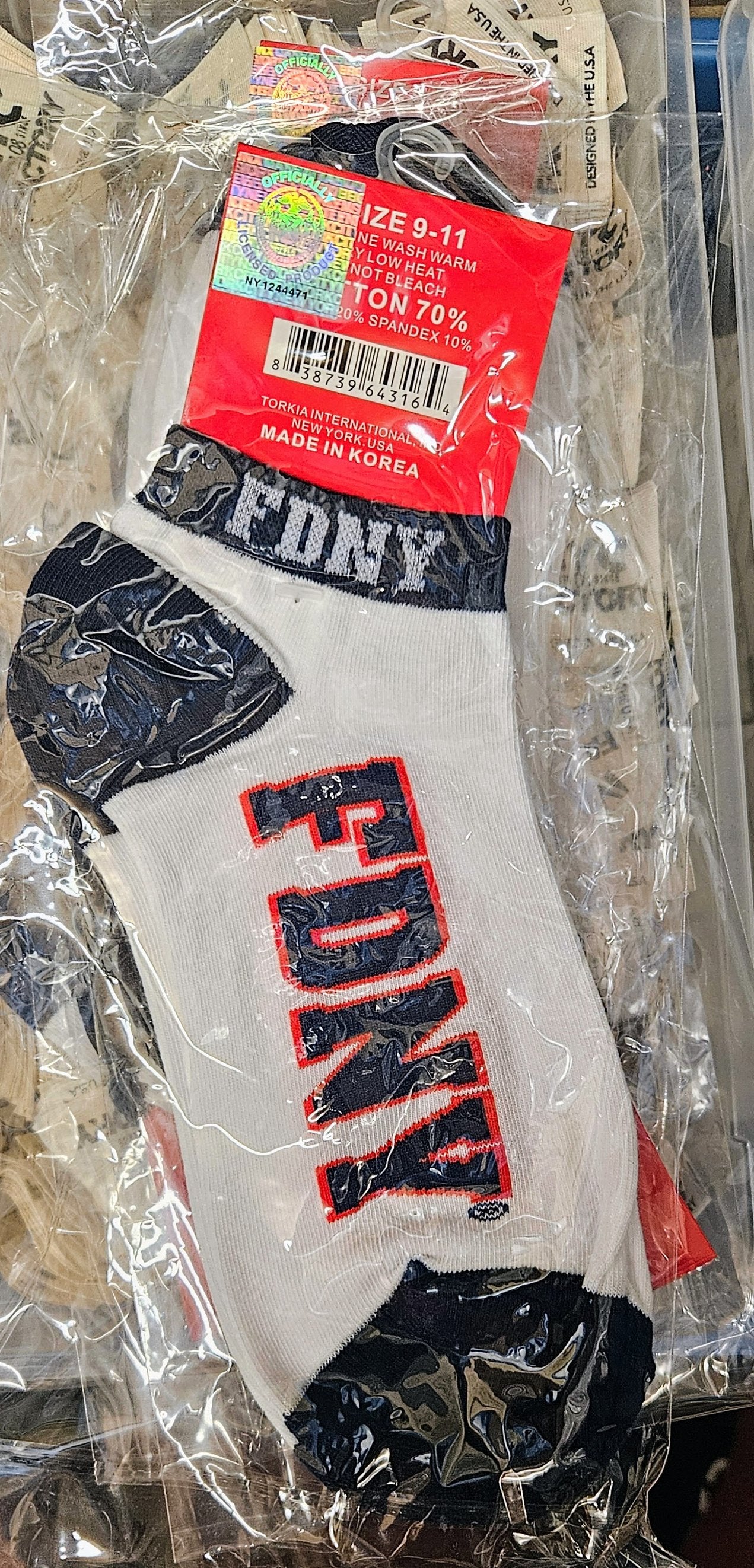 Lot de 6 chaussettes bébé FDNY antidérapantes pour tout-petits bleu marine 3-5