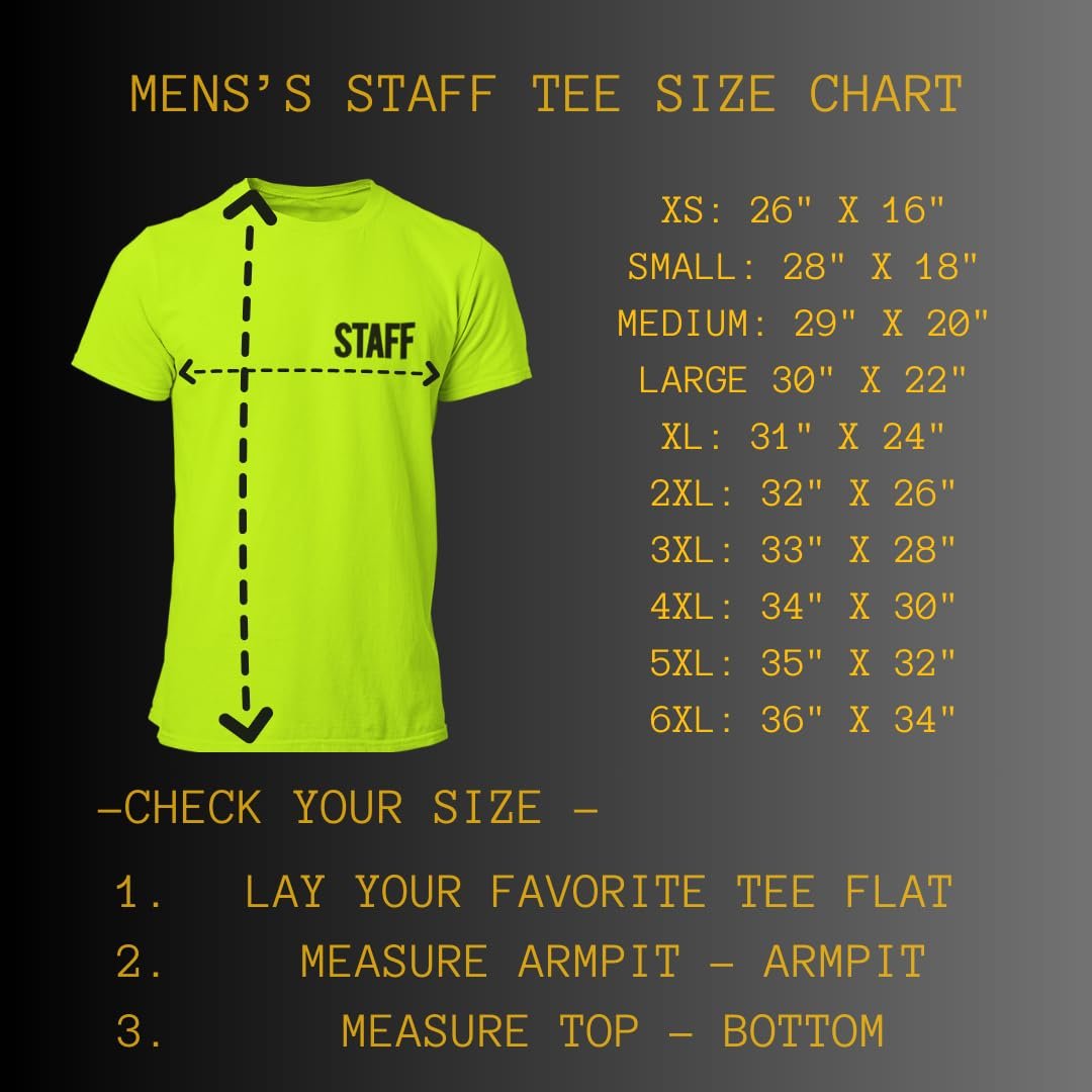 Men's Staff T-Shirt Screen Print Tee (Neon, Chest & Back)