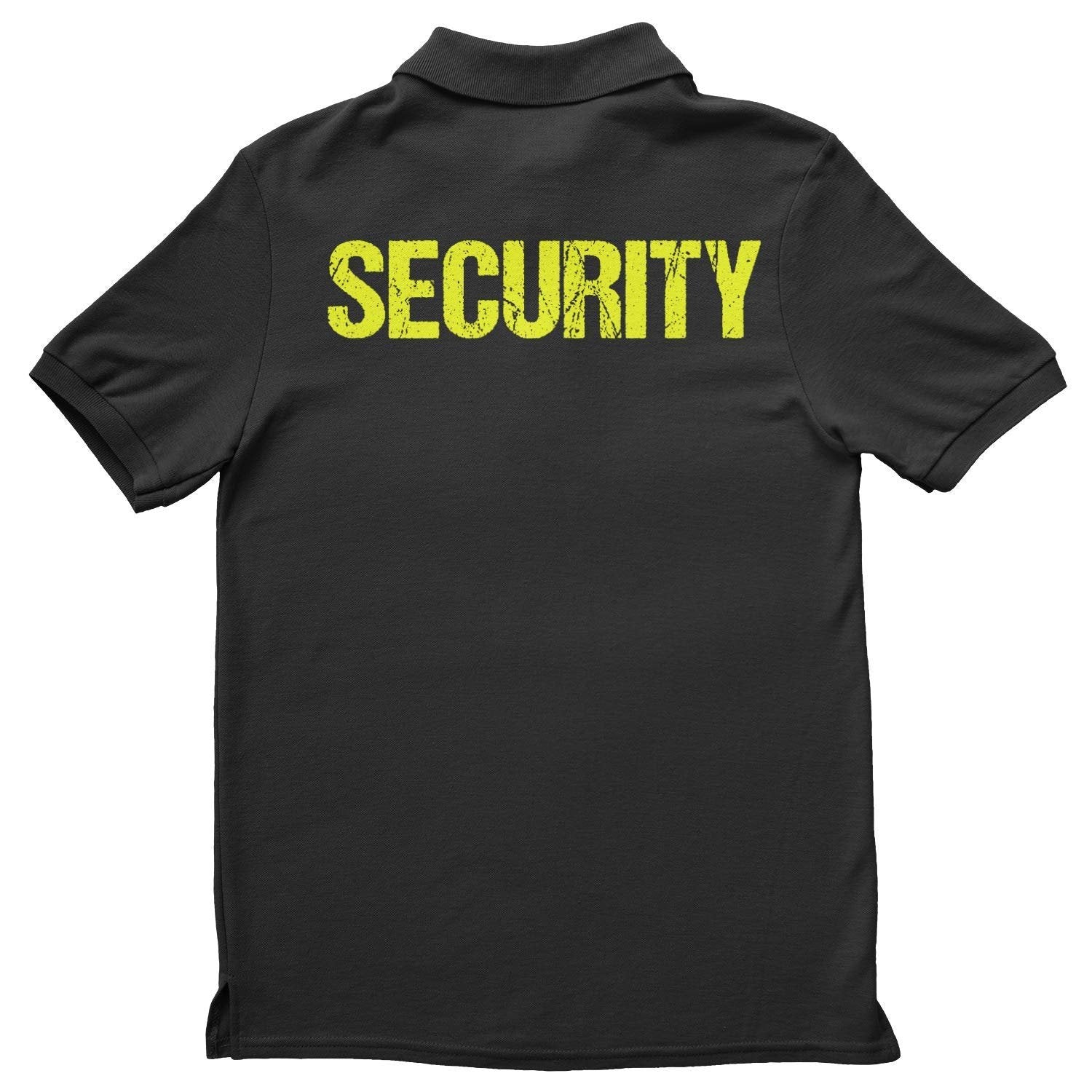 Security Polo Shirt Front & Back Print (Distressed, Safety Green & Black)