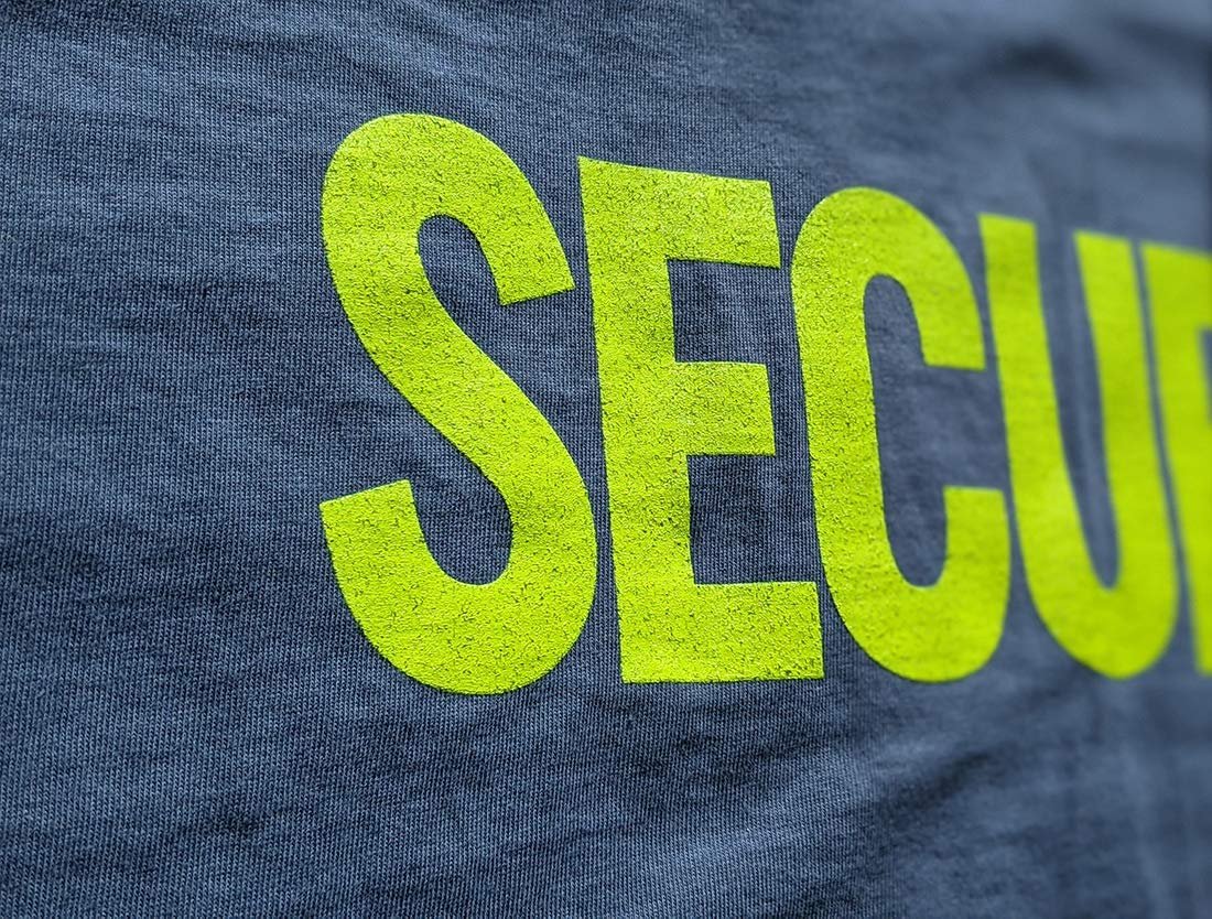 Security T-Shirt Front Back Print Men's Tee (Solid Design, Indigo / Neon)