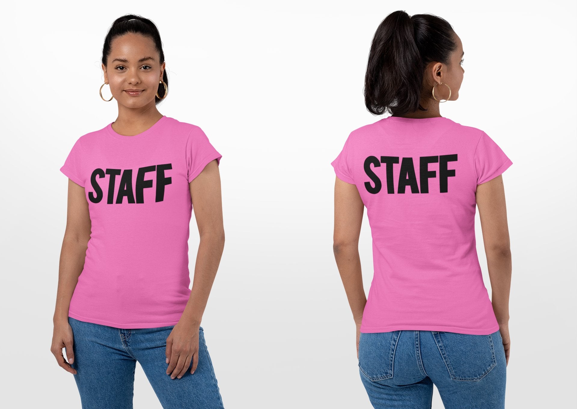 Staff Damen Kurzarm T-Shirt (Solid Design, Pink)