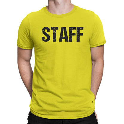 T-shirt à manches courtes pour hommes du personnel (motif vieilli, jaune vif)