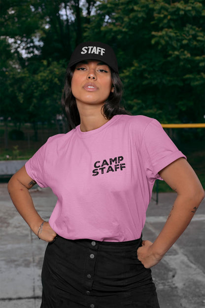 CAMP Staff T-Shirt Summer Counselor Rustic Design Cotton Tee (Chest & Back Print)