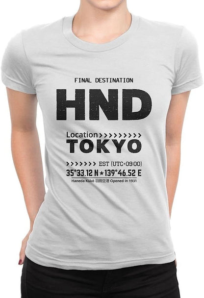 Tokyo Ladies Tee Retro Hnd T-Shirt Japan Womens Shirt Black Airport