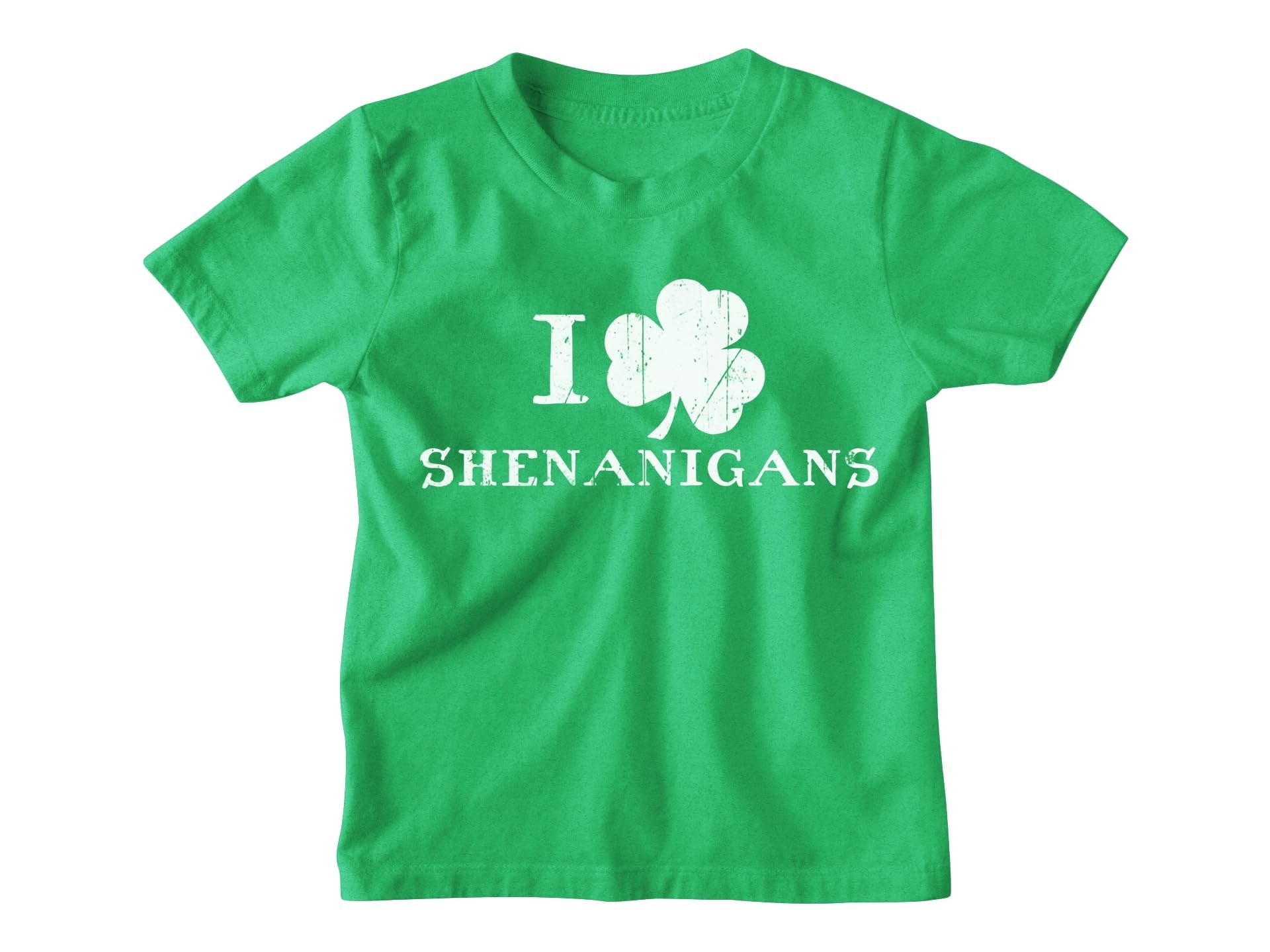 Funny Kids Shamrock Shenanigans Youth T-Shirt Irish Distressed Tee St Patricks Day Heather Green