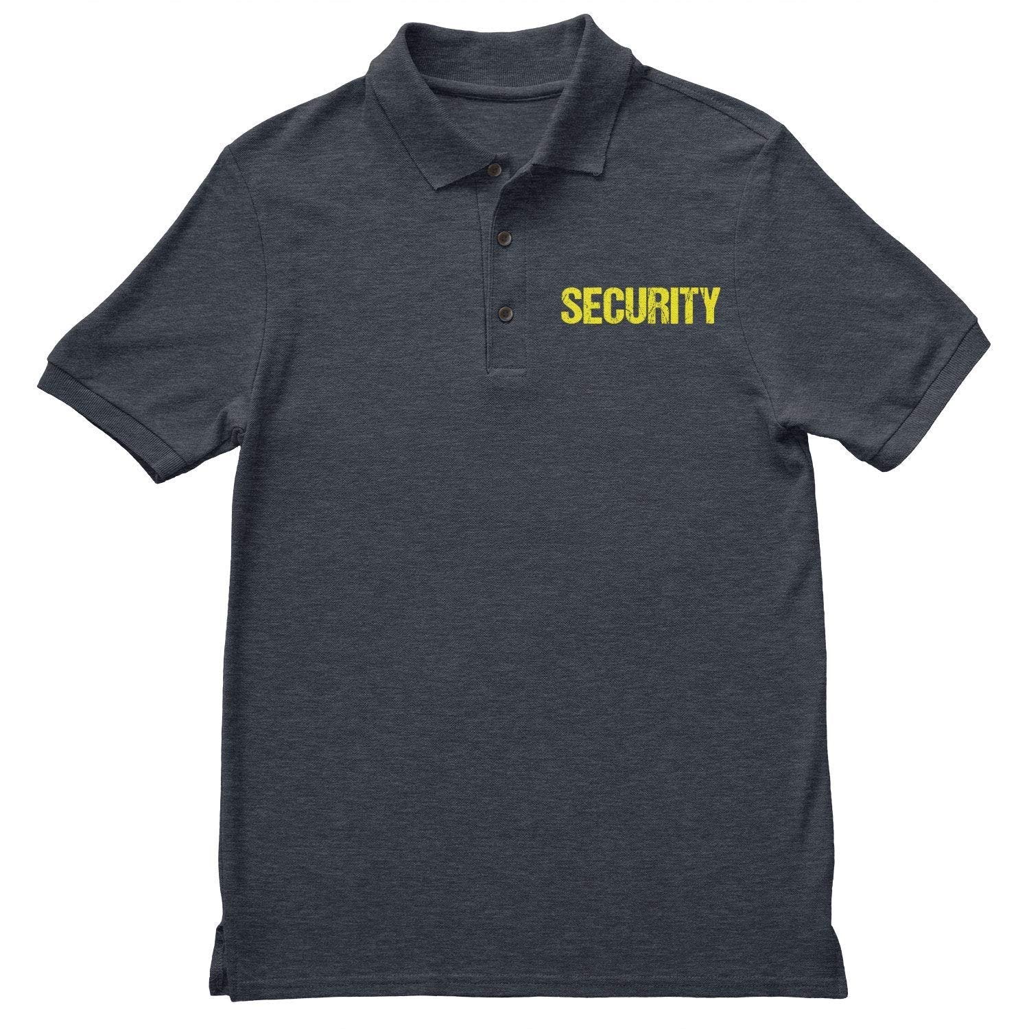 Security Polo Shirt Front & Back Print (Distressed, Charcoal & Neon)