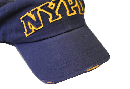Men's NYPD Baseball Hats / All Styles / Officially Licensed Caps (Black & White, Distressed)