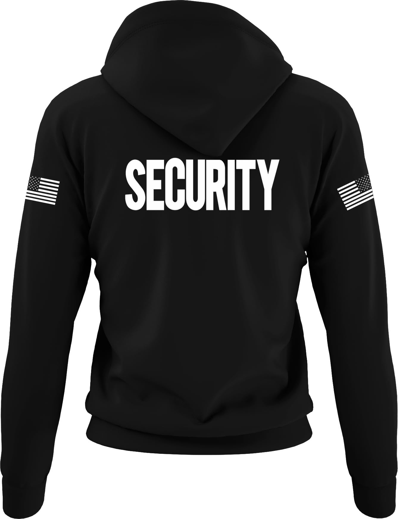 NYC FACTORY Security Hoodie with US Flag Sleeve Prints, Black