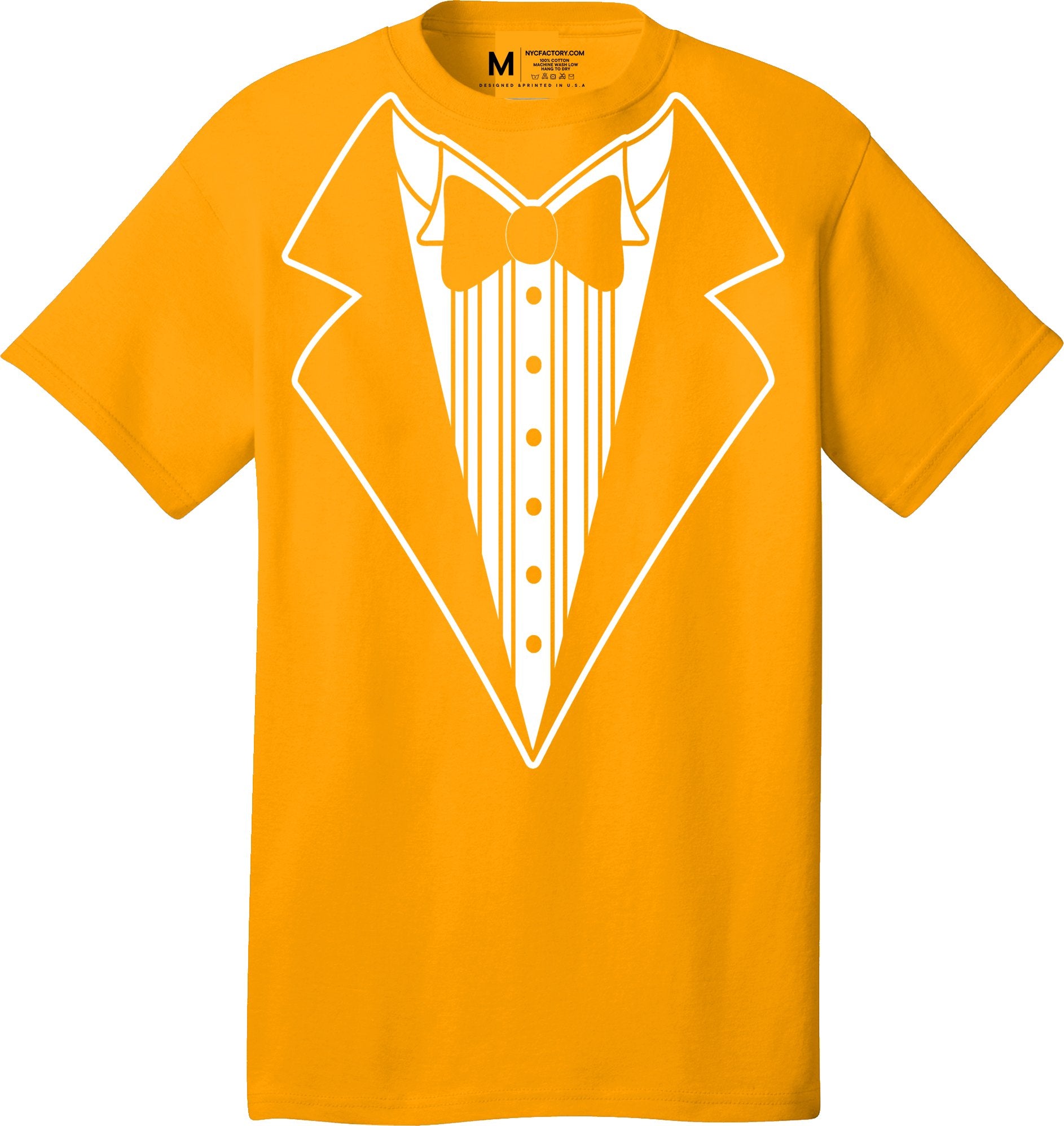 Men's Funny Tuxedo T-Shirt (Gold, Bowtie Design)